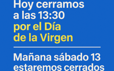 Hoy cerramos 13:30 y mañana sábado 13 estaremos cerrados.
